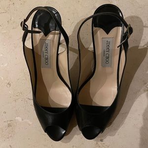 Jimmy Choo Nova Black Peep Toe Sling Back Heels
